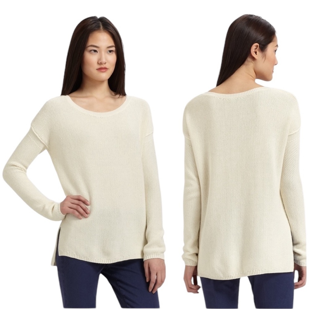 Vince Cream Ivory Cotton Crew Neck long sleeve Sweater S